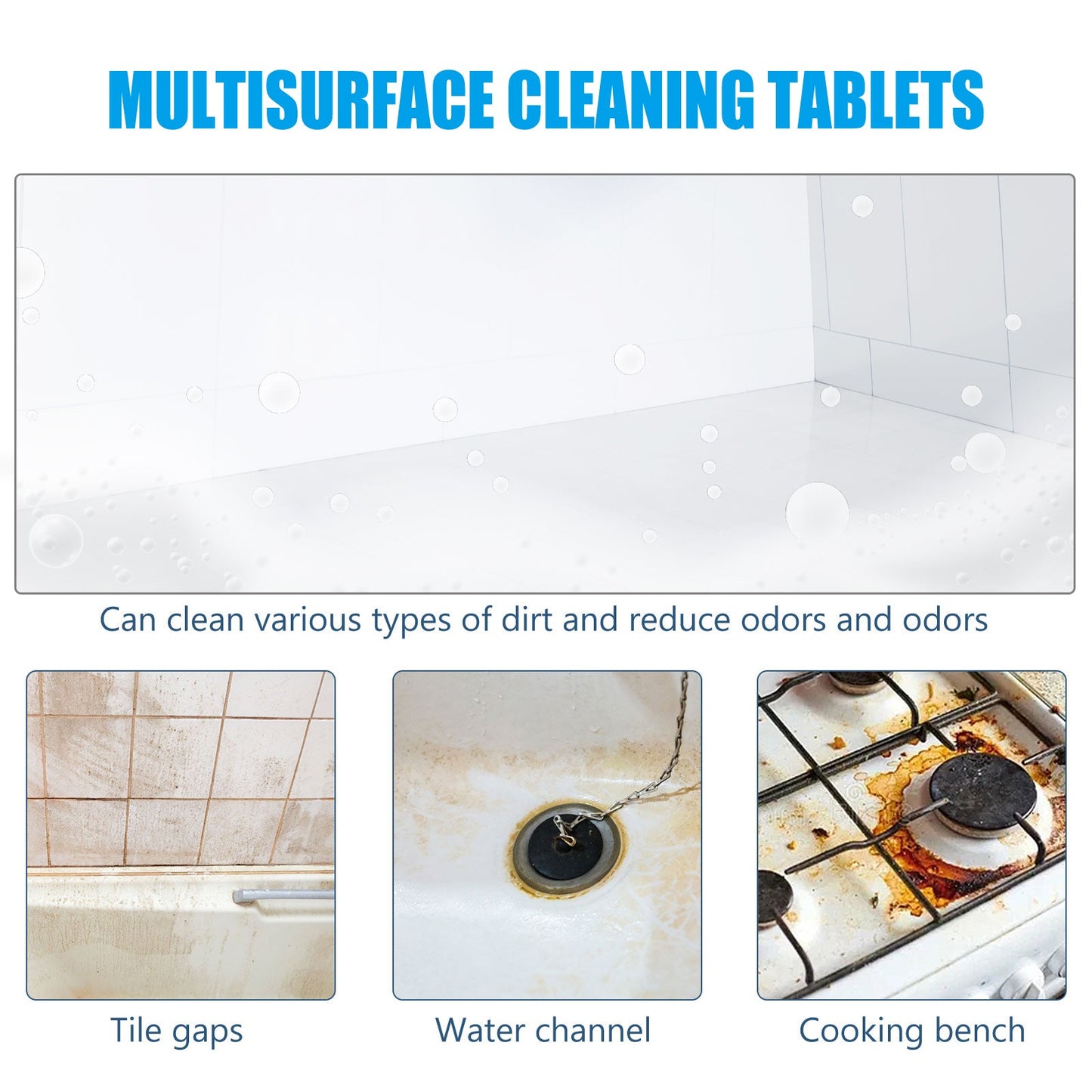 Jakehoe Multi-Surface Cleaning Effervescent Tablets Toilet deodorizer, sink and toilet stain remover, cleaning effervescent tablets