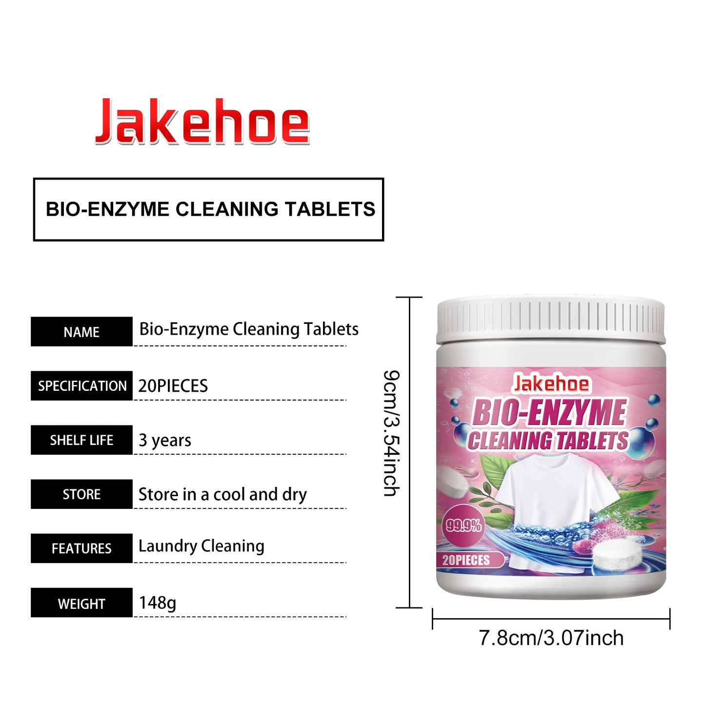 Jakehoe Clothing Stain Removal Effervescent Tablets Biological Enzyme Explosive Salt Laundry Cleaning and Stain Removal Effervescent Tablets