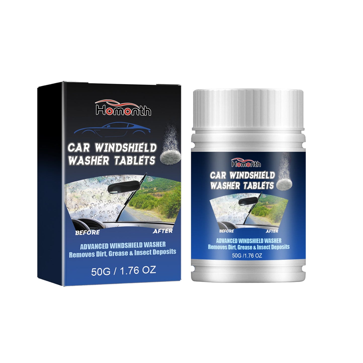 Homonth Windshield cleaning tablets Multifunctional car window glass cleaner for stain removal and fog removal