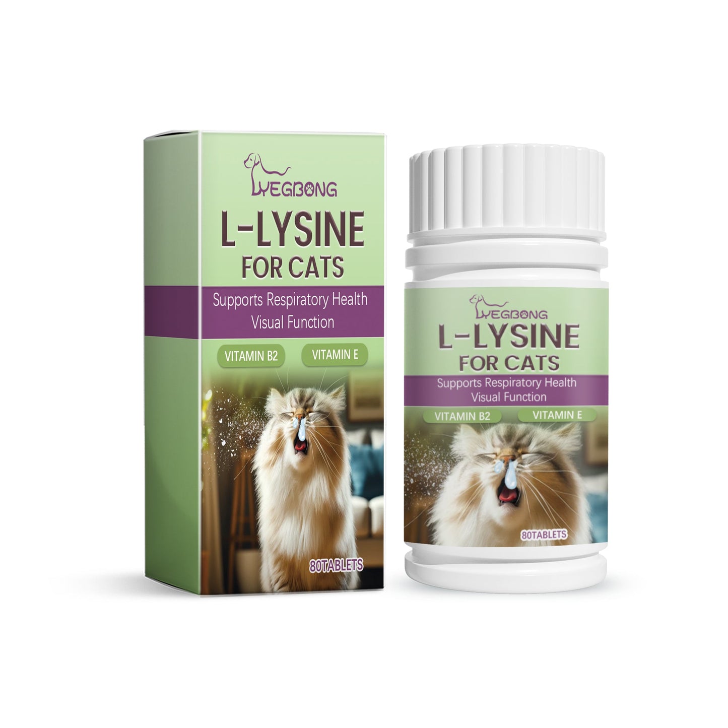 Yegbong Cat ammonia L-Lysine tablets Pet cat body care to maintain the cat's good health