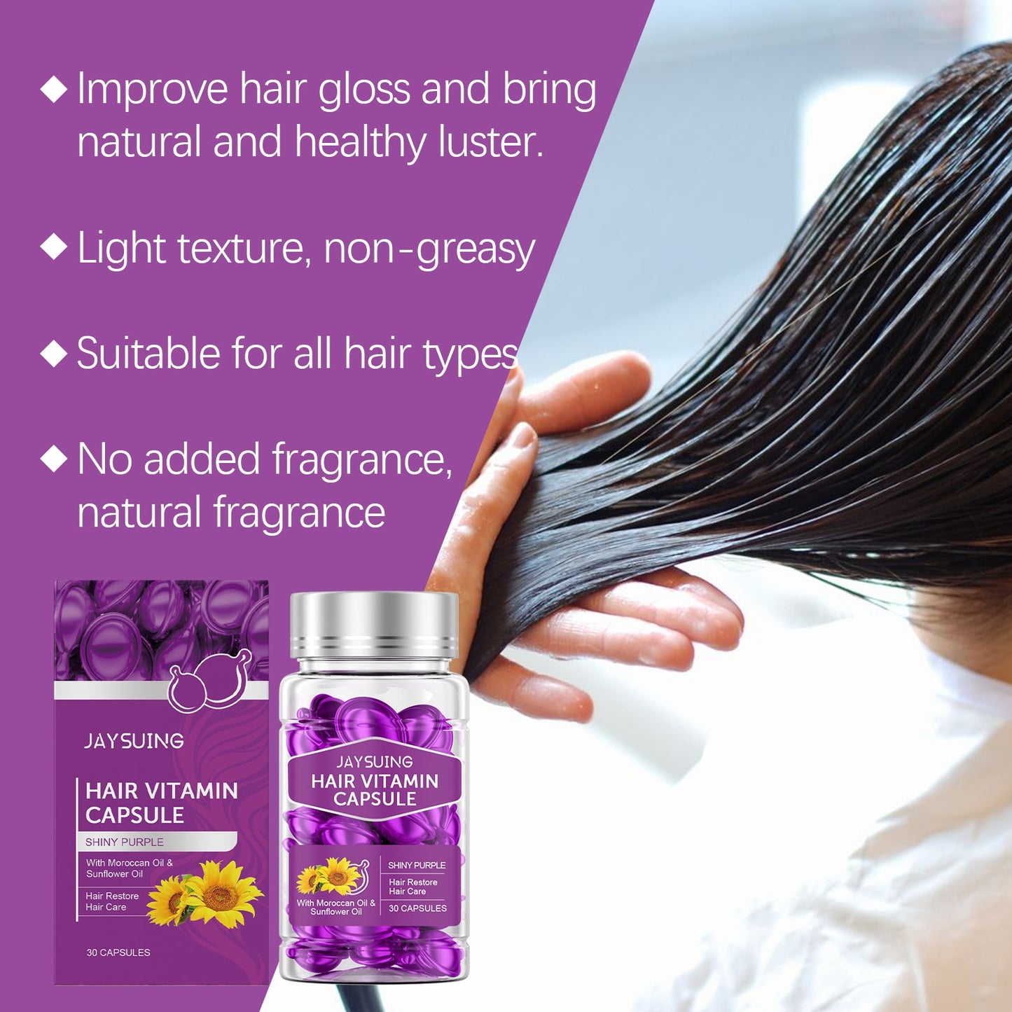Jaysuing Hair Care Essential Oil Capsules Hair Smoothing Care to Improve Dryness and Frizz, Hair Care Essential Oil
