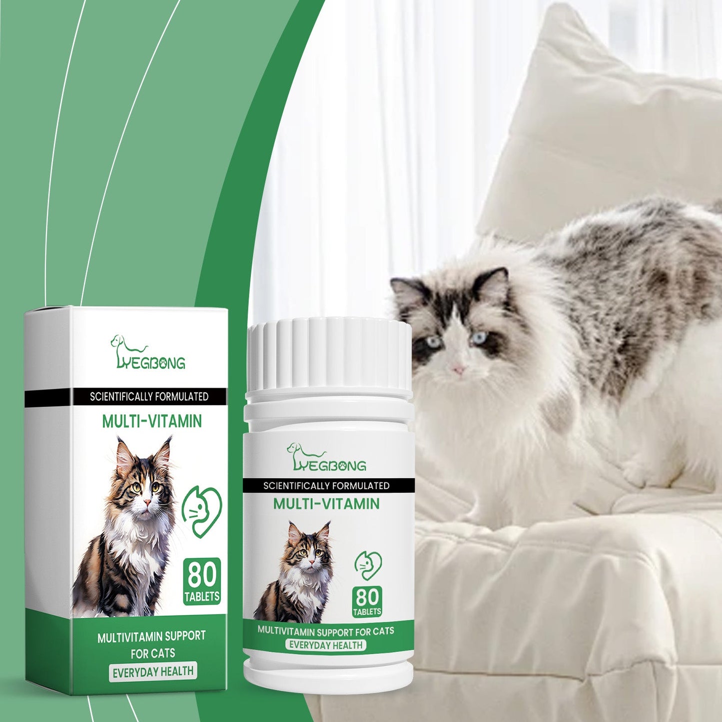 Yegbong Pet Cat Multivitamin Tablets Vitamin and trace element nutritional supplements for cats