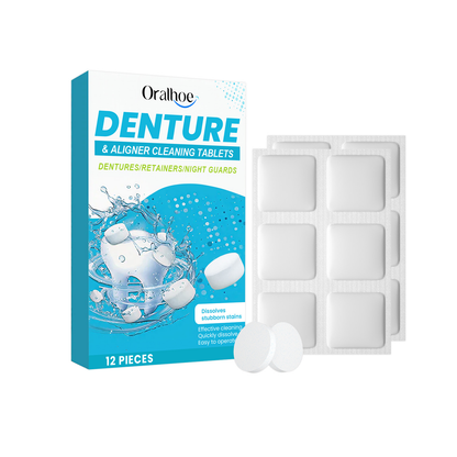 Oralhoe Denture cleaning effervescent tablets Cleans corner impurities, maintains comfort of wear, and provides dental hygiene care