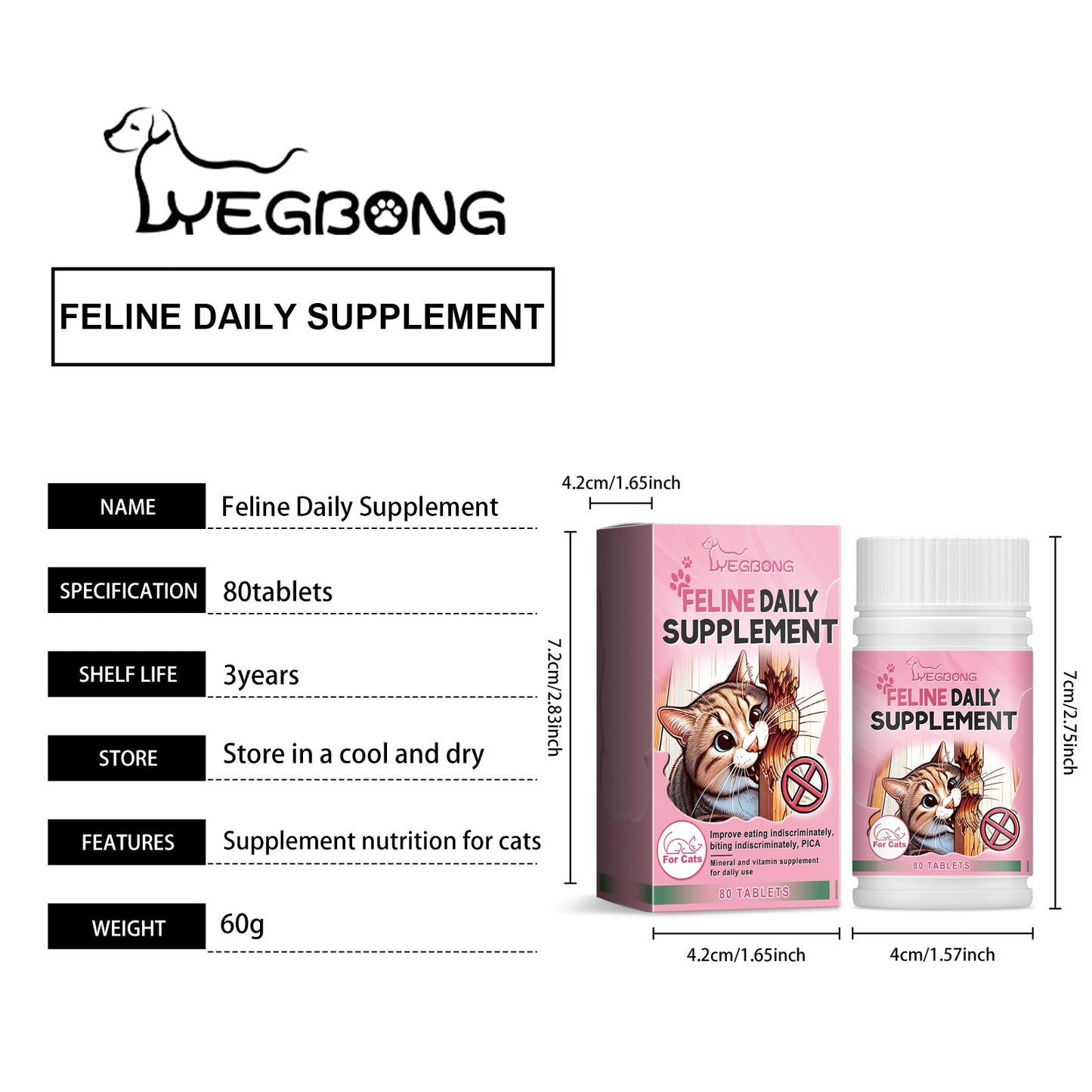 Yegbong Micro-element tablets for cats Vitamin supplements for cats to balance their diet and provide nutritional supplements