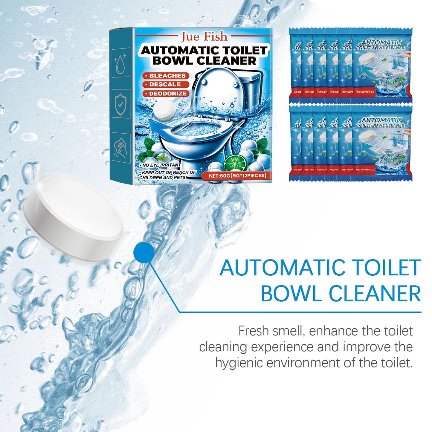 Jue-Fish Automatic Toilet Cleaning Tablets Toilet deodorizing and descaling automatic toilet odor-removing effervescent tablets