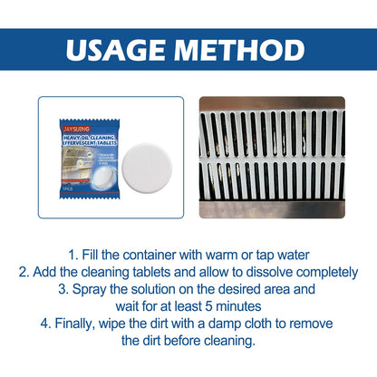 Jaysuing Oil stain cleaning tablets（Boxed） Heavy grease and stain cleaning effervescent tablets for kitchen range hoods and stoves