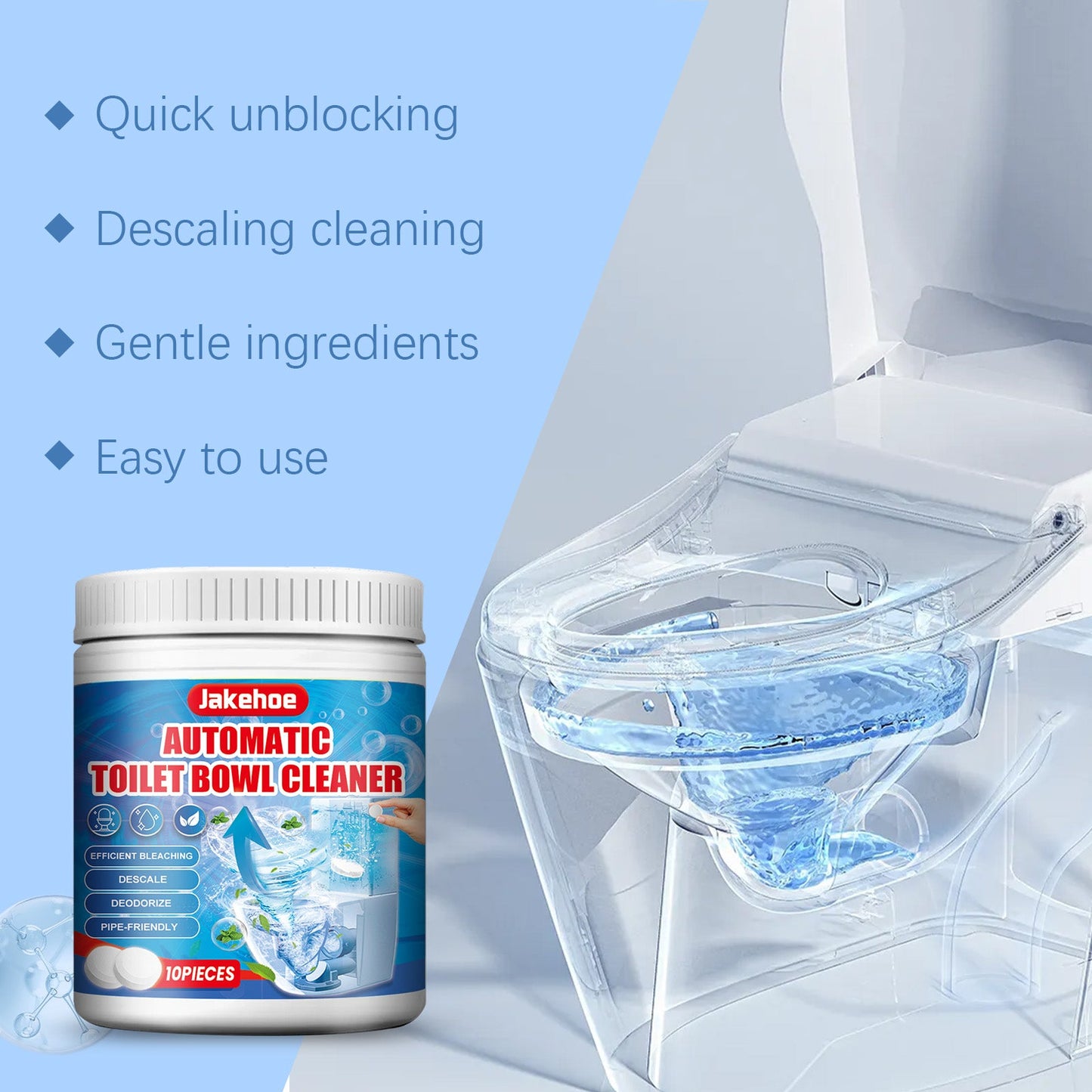 Jakehoe Toilet cleaner tablets Toilet cleaner for eliminating odors and removing urine stains, cleans stubborn toilet stains