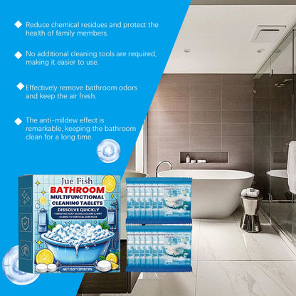 Jue-Fish Bathroom cleaning effervescent tablets Bathroom sink stain remover and fragrance-retaining glass bathtub scale cleaner