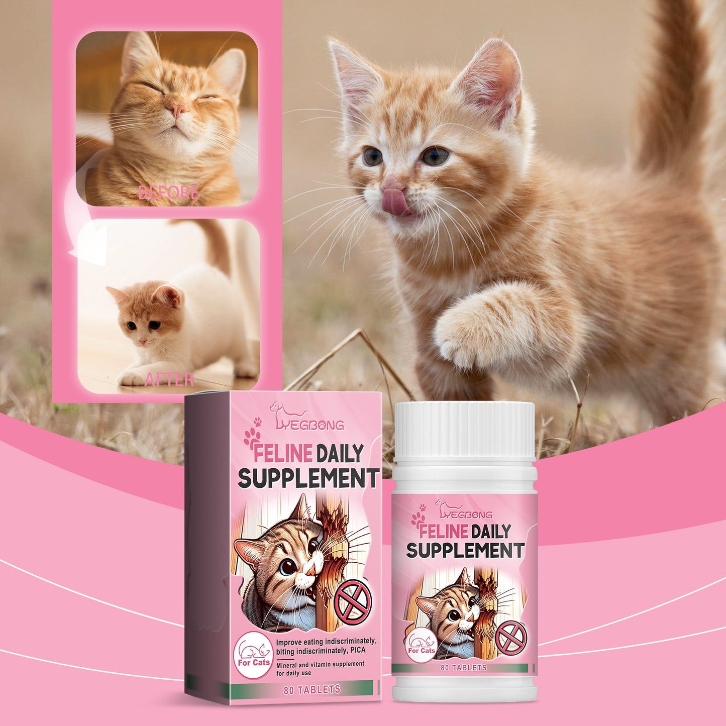 Yegbong Micro-element tablets for cats Vitamin supplements for cats to balance their diet and provide nutritional supplements