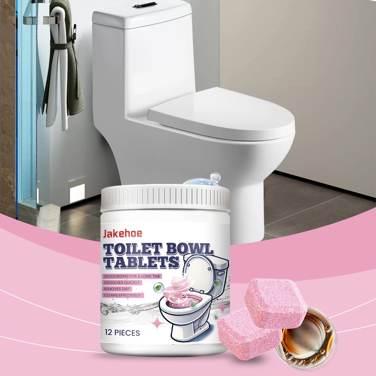Jakehoe Toilet cleaning effervescent tablets Household toilet cleaning tablets for removing dirt and stains from toilets