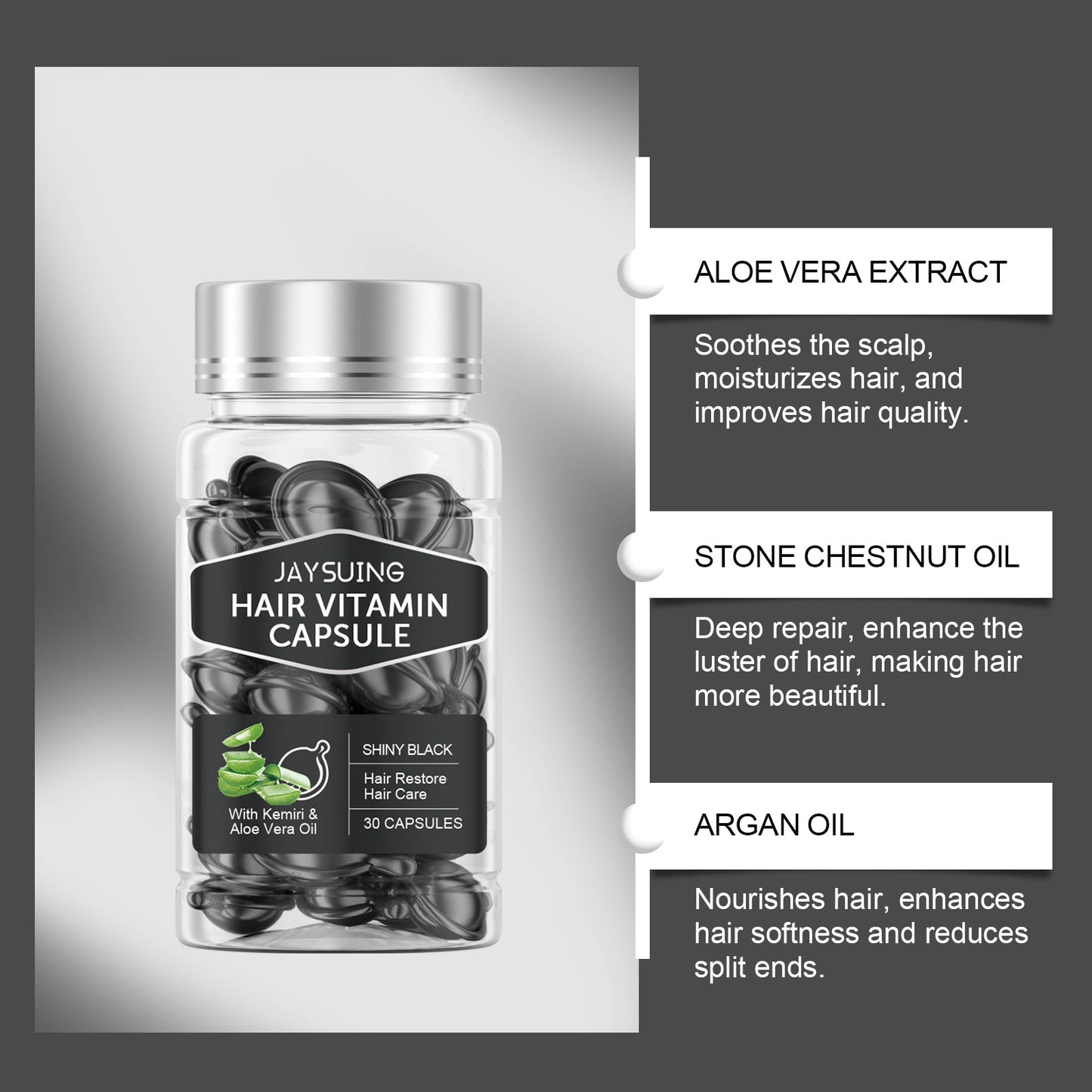 Jaysuing Hair Care Essential Oil Capsules Hair Smoothing Care to Improve Dryness and Frizz, Hair Care Essential Oil