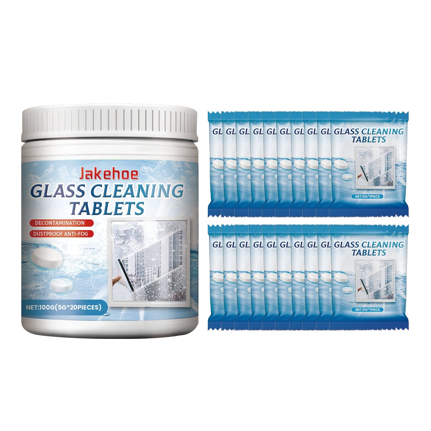 Jakehoe Glass cleaning tablets Car, home, and bathroom mirror cleaner removes water stains, provides clear vision, and prevents fogging