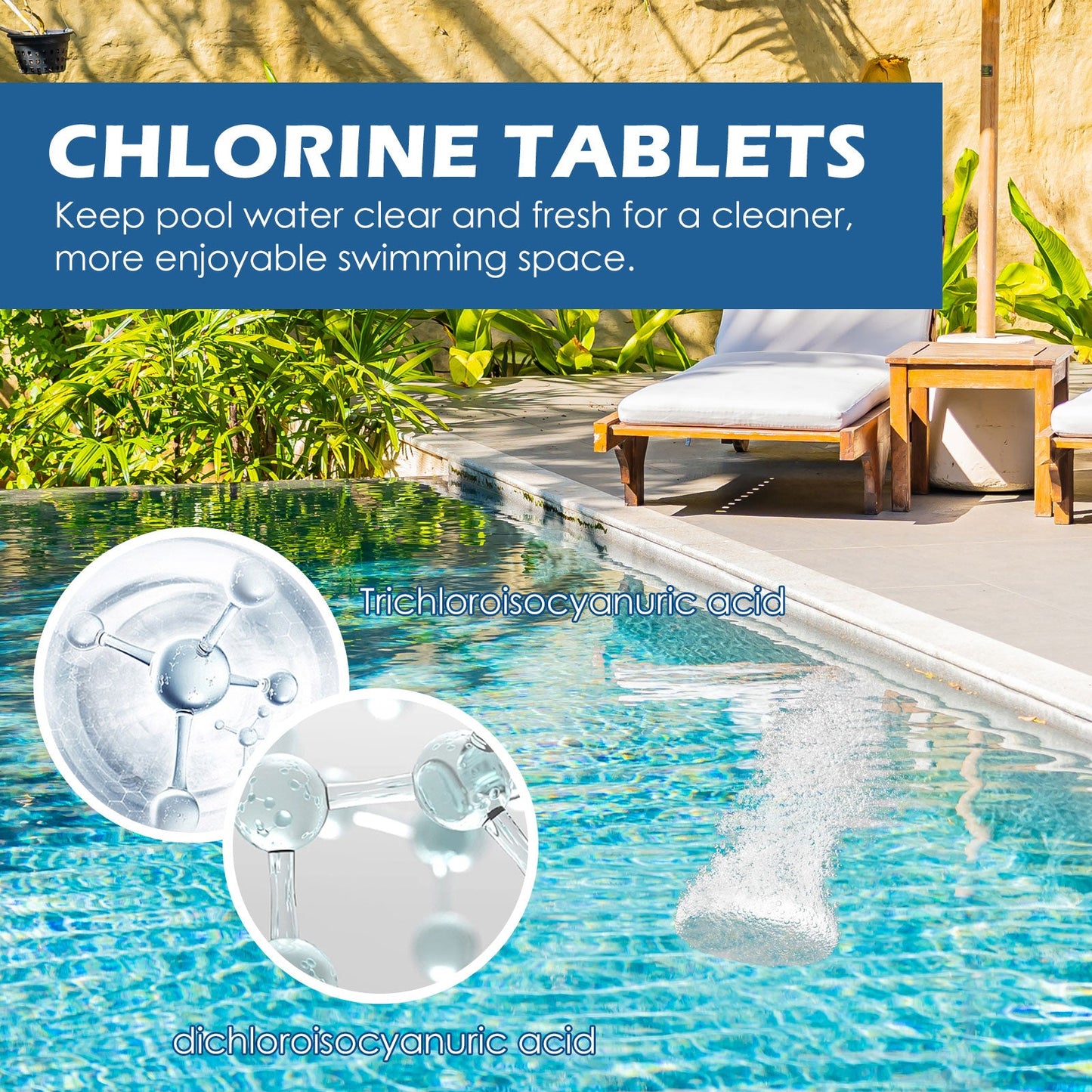 Jaysuing Effervescent Tablets Multifunctional Instant Cleaning Swimming Pool Water Quality Improvement Effervescent Tablets