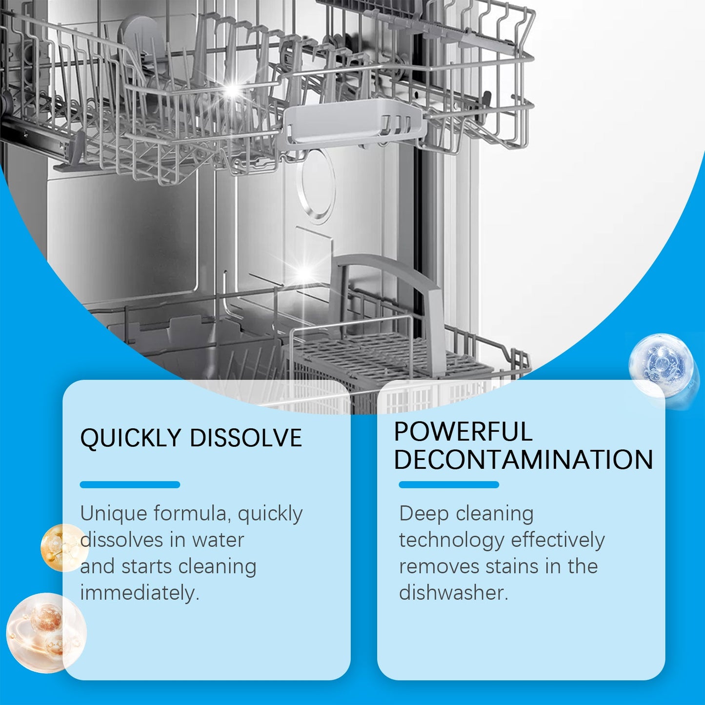 Jue-Fish Dishwasher cleaning tablets Kitchenware stain remover for heavy grease stains, tableware cleaner, dishwashing detergent