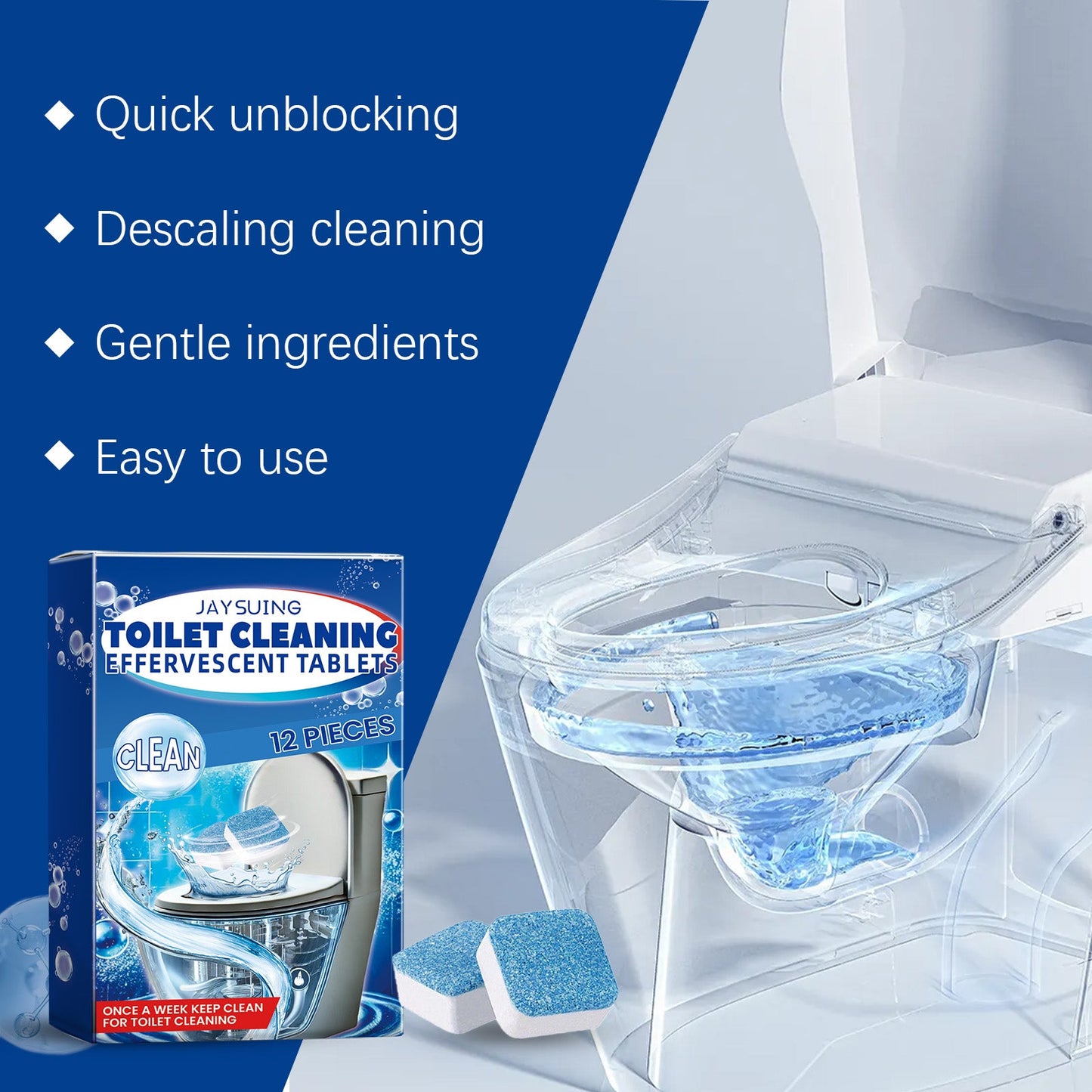 Jaysuing Toilet cleaning tablets Fragrant cleaning products for bathroom cleaning, toilet descaling, and odor removal