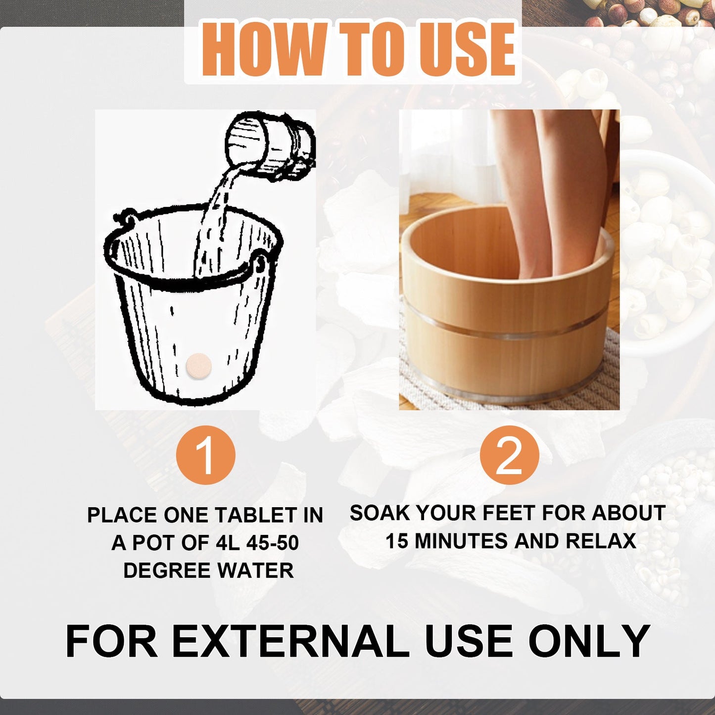 EELHOE Foot soak tablets Peeled ginger foot soak tablets for foot care, to dispel cold and dampness, and repair onychomycosis