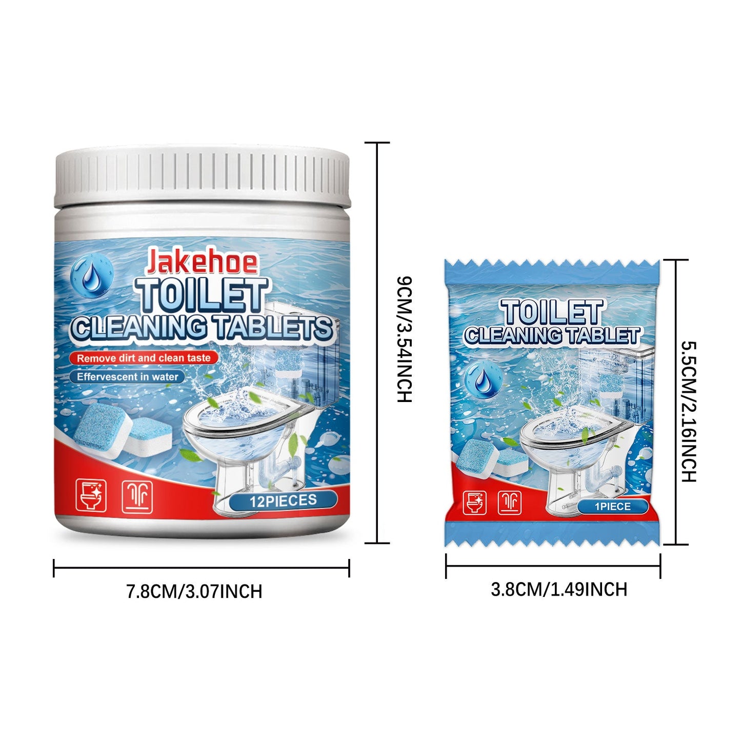 Jakehoe Toilet cleaning tablets（Barrel） Household Bathroom Toilet Deodorizing and Dirt-Removing Cleaning Tablets for Urine Stains