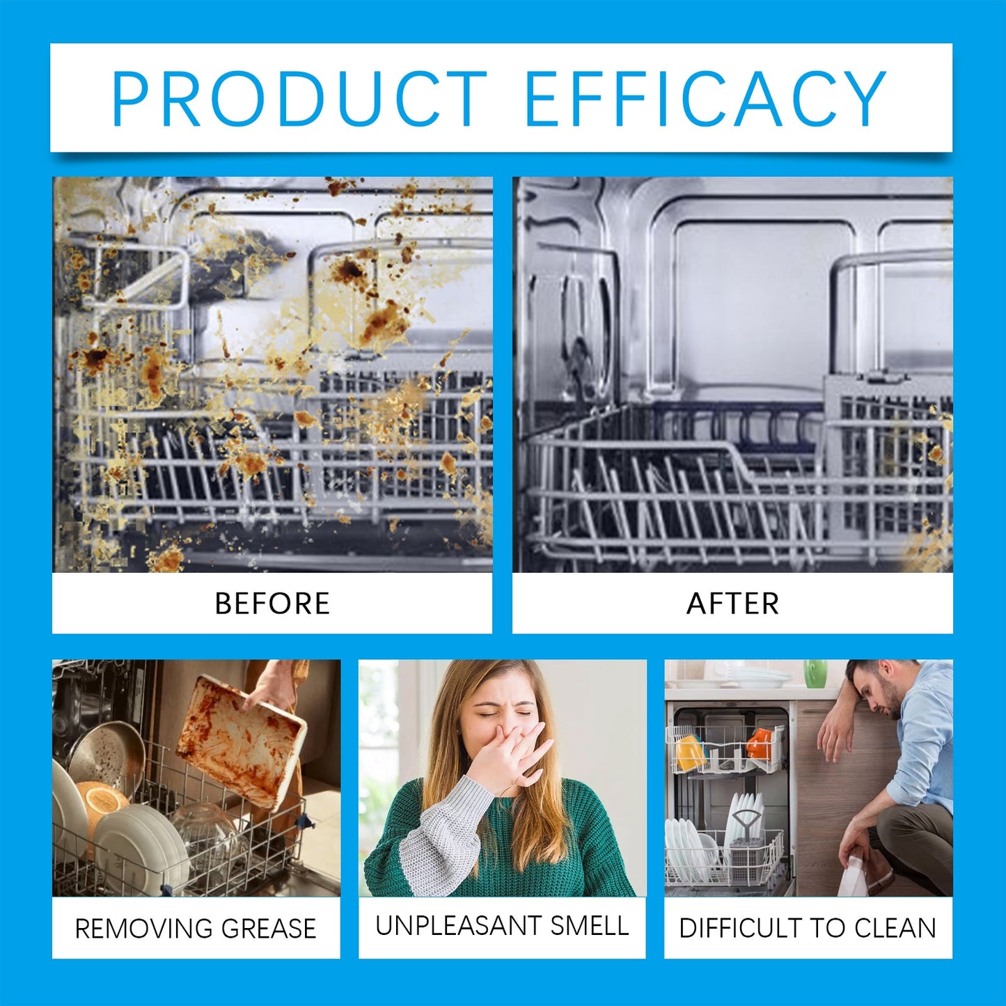 Jue-Fish Dishwasher cleaning tablets Kitchenware stain remover for heavy grease stains, tableware cleaner, dishwashing detergent