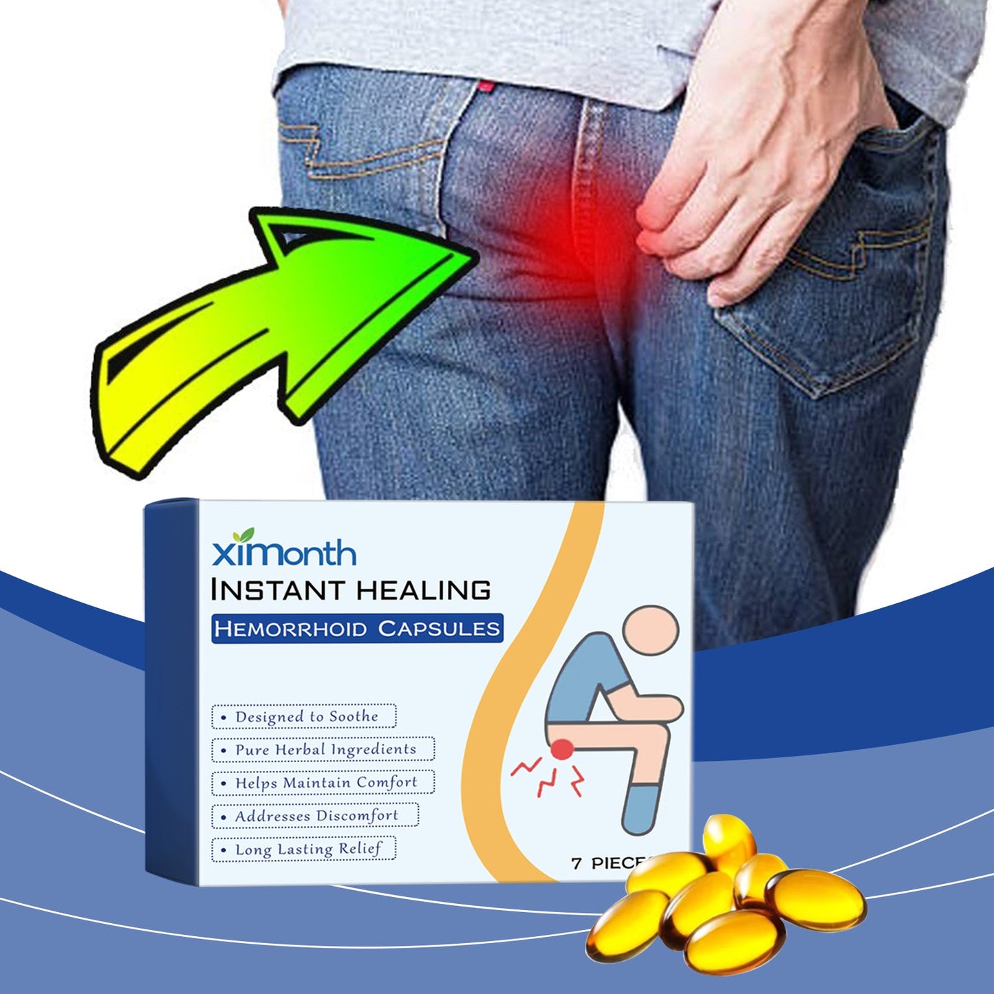 Ximonth Herbal Hemorrhoid Capsules Relieves Anal Discomfort, Eliminates Hemorrhoids, Body Care, Anal Comfort Care Capsules