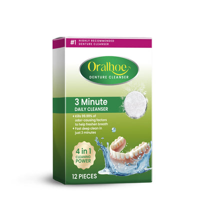 Oralhoe Denture cleaning tablets Hygiene care, cleaning of dental plaque and stains, braces, dentures, dental cleaning tablets