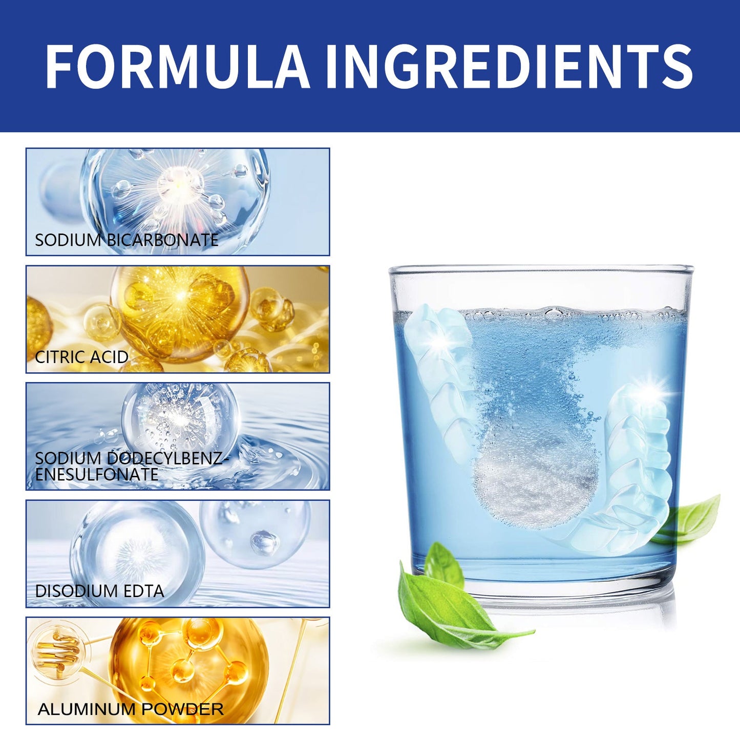 Jaysuing Denture cleaning tablets Whitening Dentures Fresh Breath Oral Care Cleaning Tablets