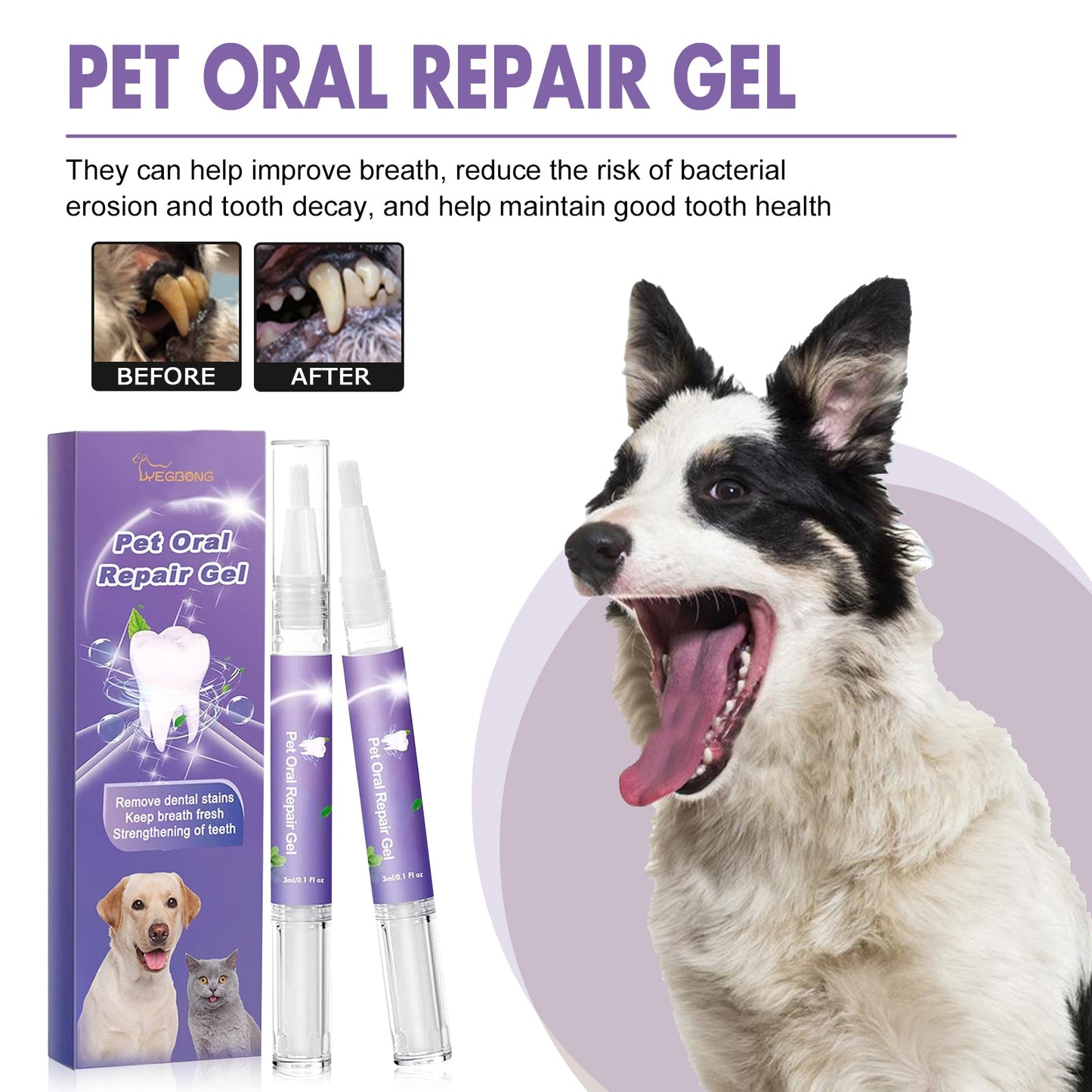 Yegbong Pet Oral Repair Gel（2pcs） Deep cleaning of dog and cat teeth, oral hygiene care