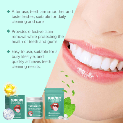 Oralhoe Cleaning toothpaste tablets Convenient, fresh, cleans teeth stains and yellowing, reduces bad odor, provides long-lasting protection