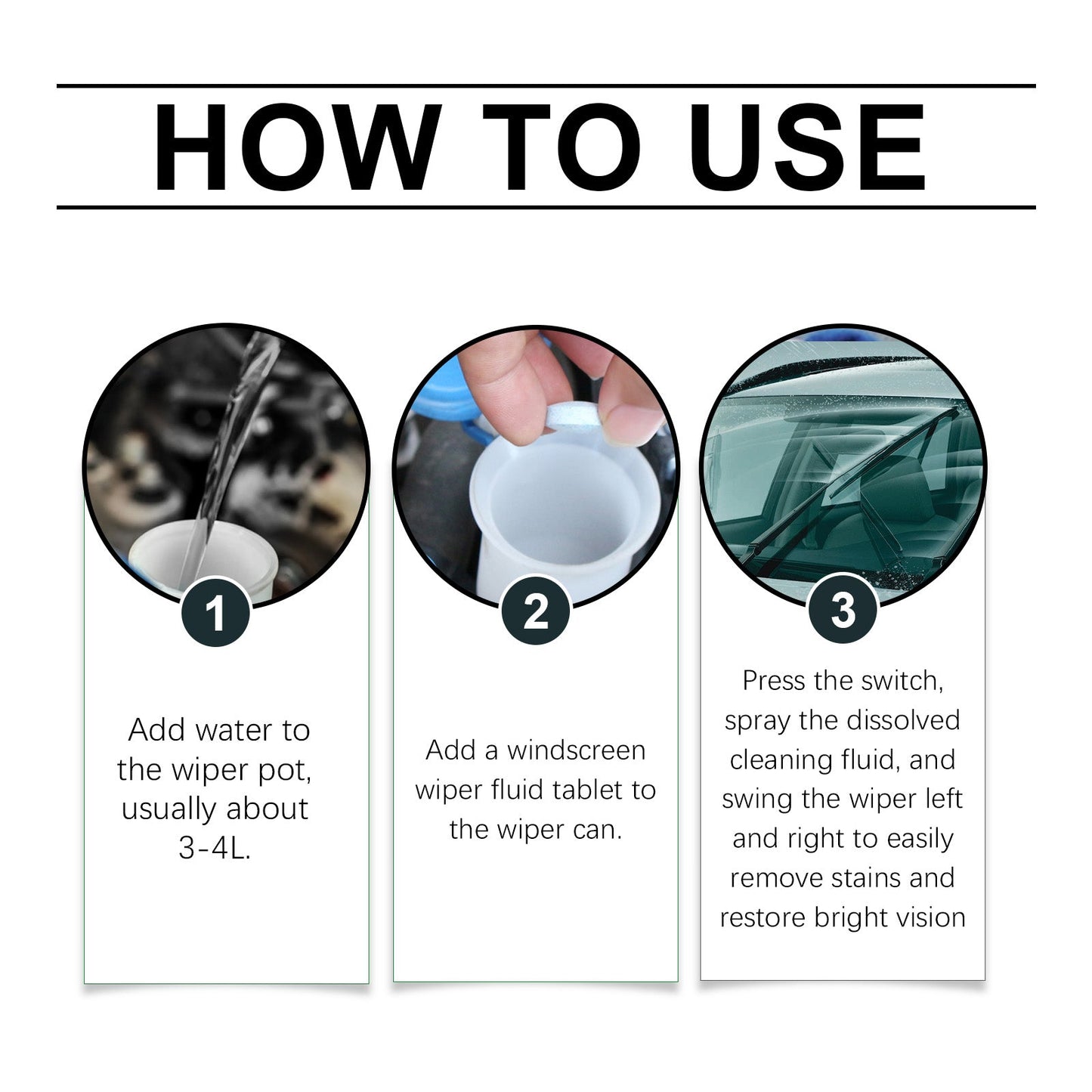 Homonth Car windshield cleaning effervescent tablets Removes stains and oil film, cleans windshield for a clear and bright finish