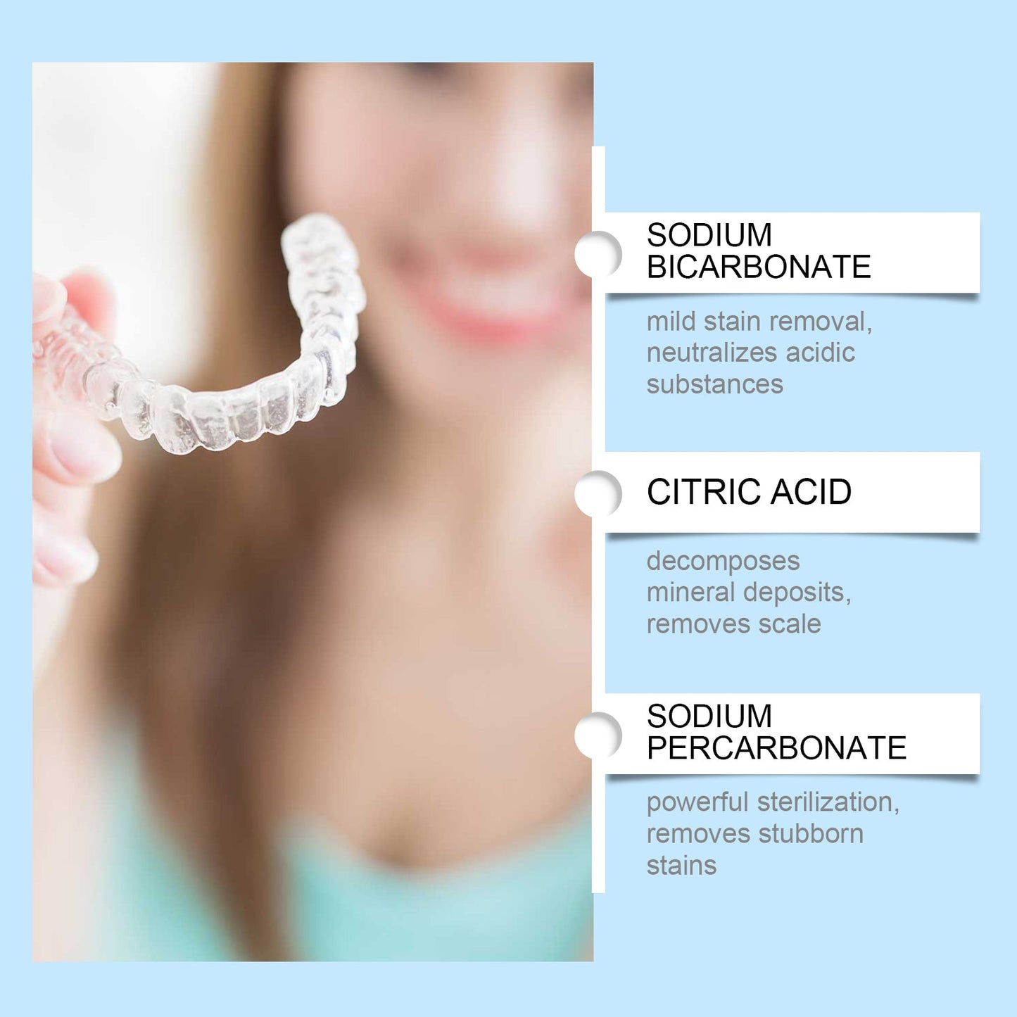Oralhoe Denture cleaning effervescent tablets Gentle cleaning of denture stains, fresh and clean, daily portable effervescent tablets