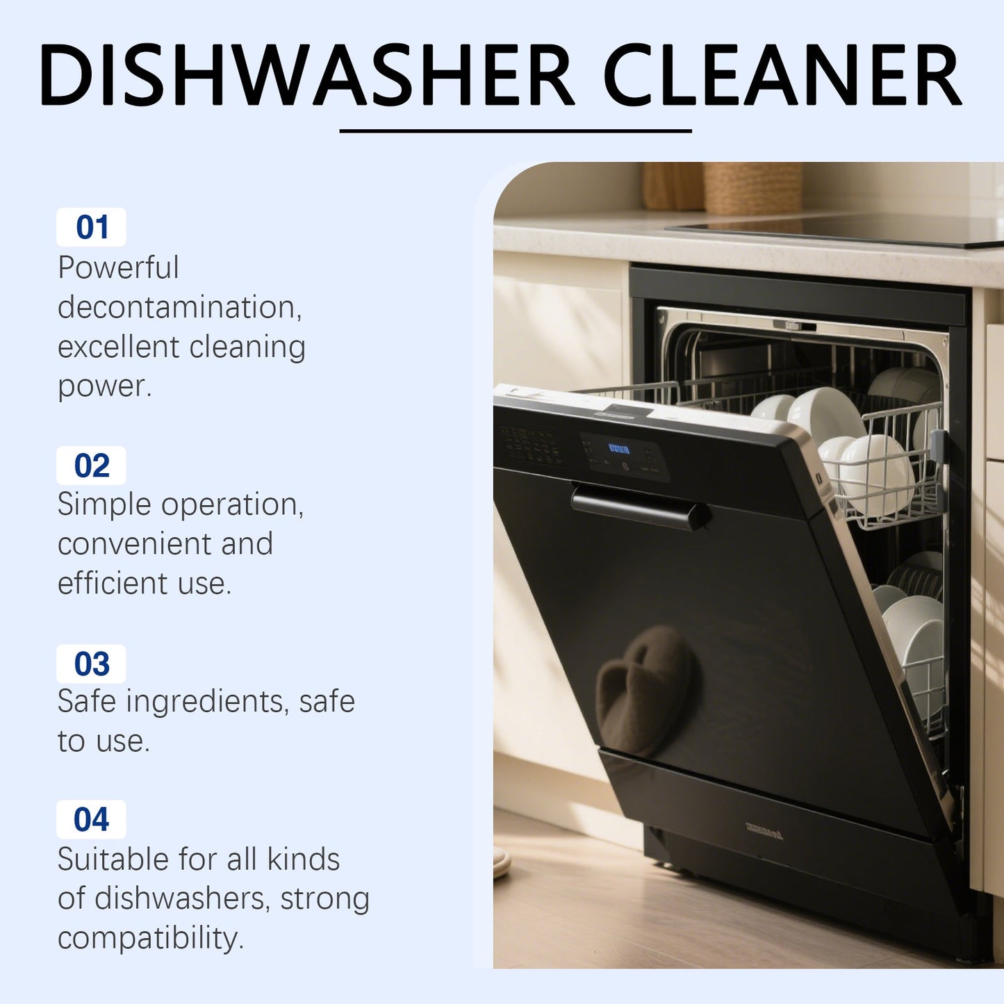Jue Fish Dishwasher degreasing cleaning tablets Removes grease and reduces scale, keeps dishes clean, for household cleaning