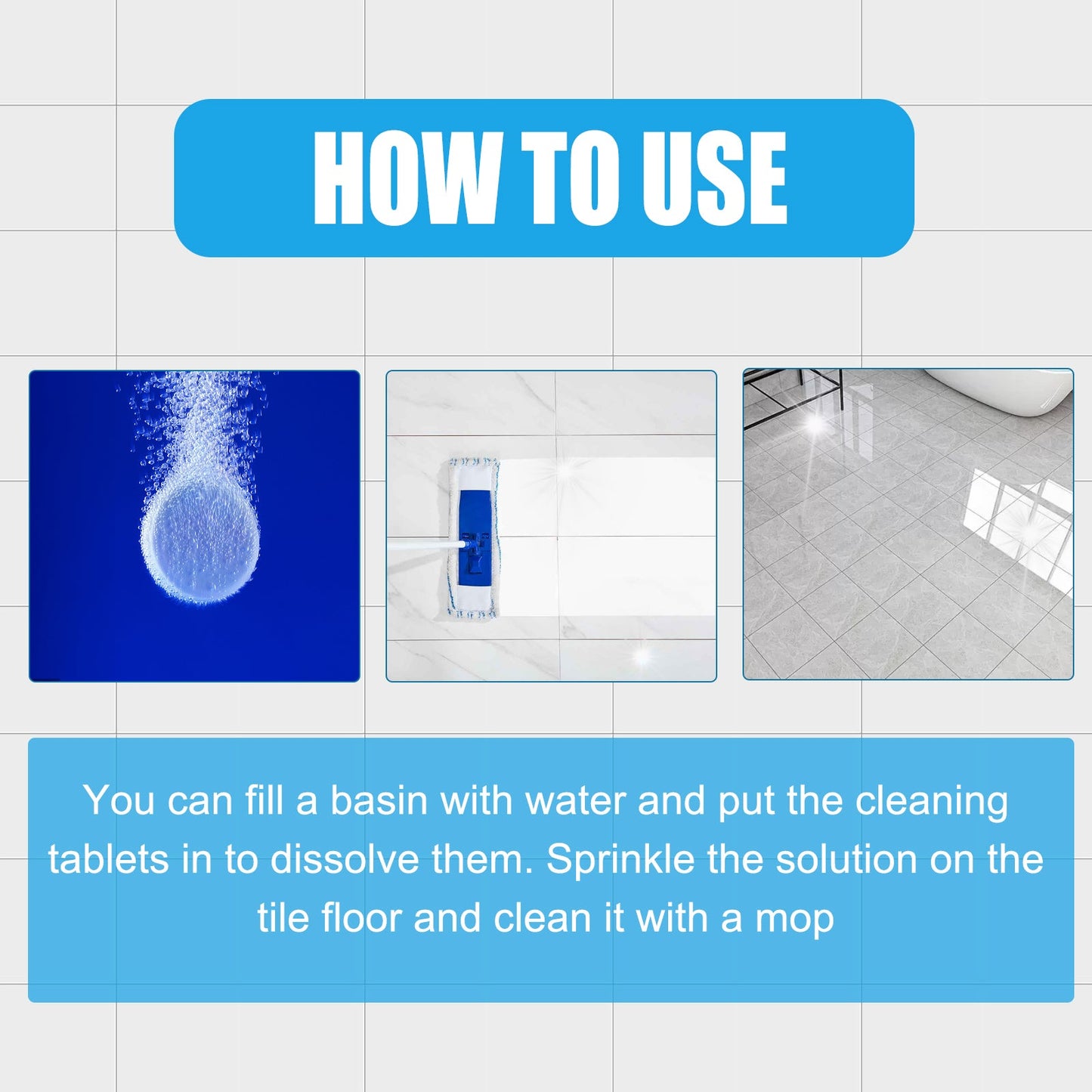 Jakehoe Tile cleaning tablets Descaling, polishing, and cleaning agent for household bathrooms, kitchens, floor tiles, and bathtubs