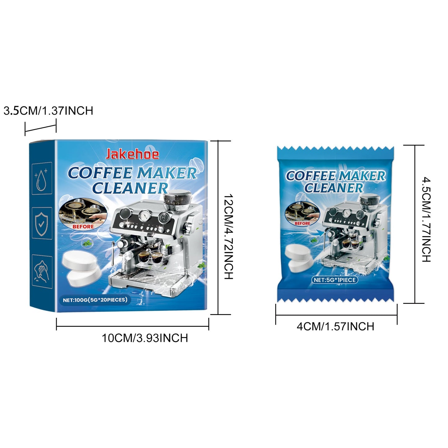 Jakehoe Coffee machine cleaning tablets Coffee machine brewer filter cleaning tablets for stubborn dirt and scale