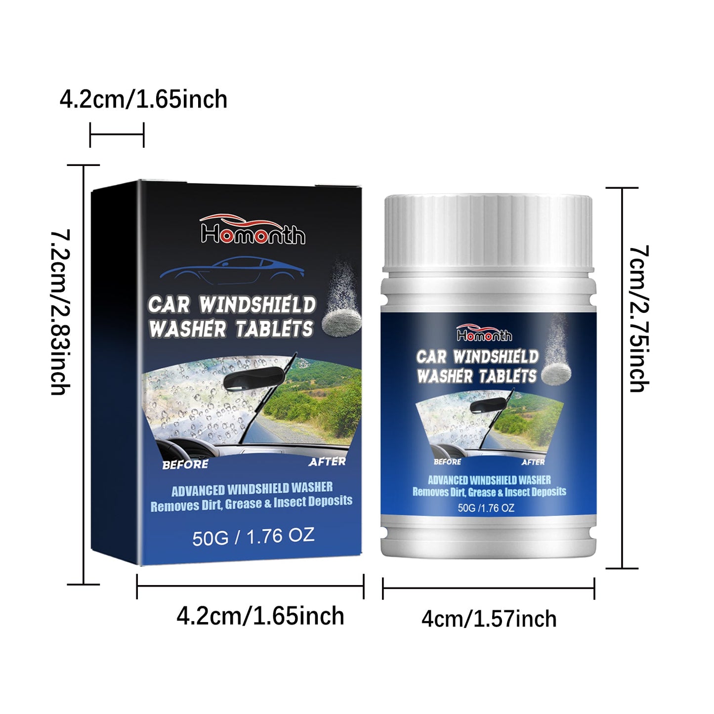 Homonth Windshield cleaning tablets Multifunctional car window glass cleaner for stain removal and fog removal
