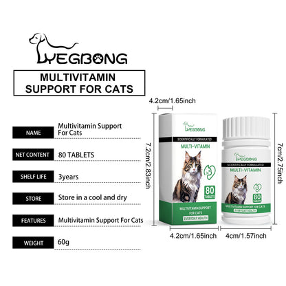 Yegbong Pet Cat Multivitamin Tablets Vitamin and trace element nutritional supplements for cats