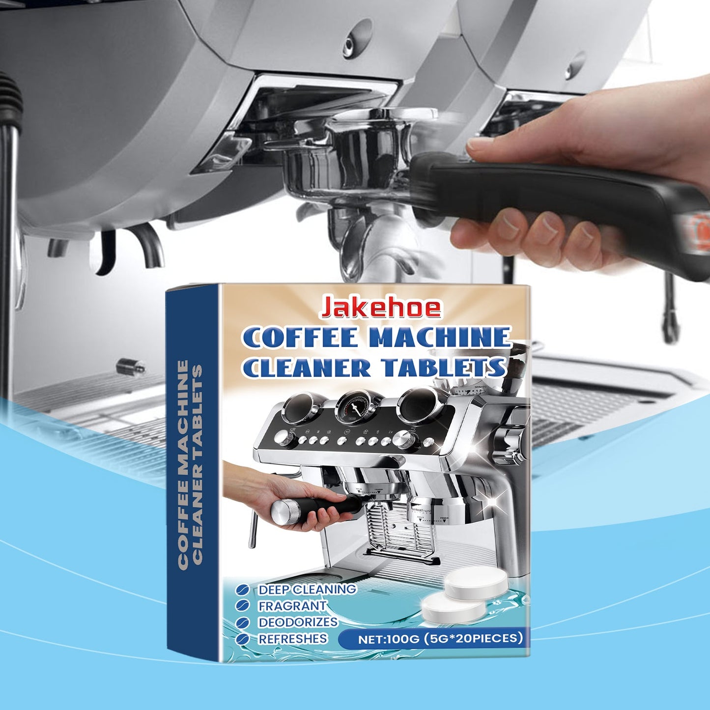 Jakehoe Coffee machine descaling cleaning tablets Effervescent tablets for cleaning dirt and grease and maintaining the hygiene of kitchen equipment