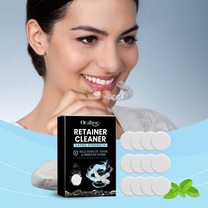 Oralhoe Denture Retainer Cleaning Tablets Cleans bad breath and leaves a pleasant scent, cleaning tablets for braces and dentures care