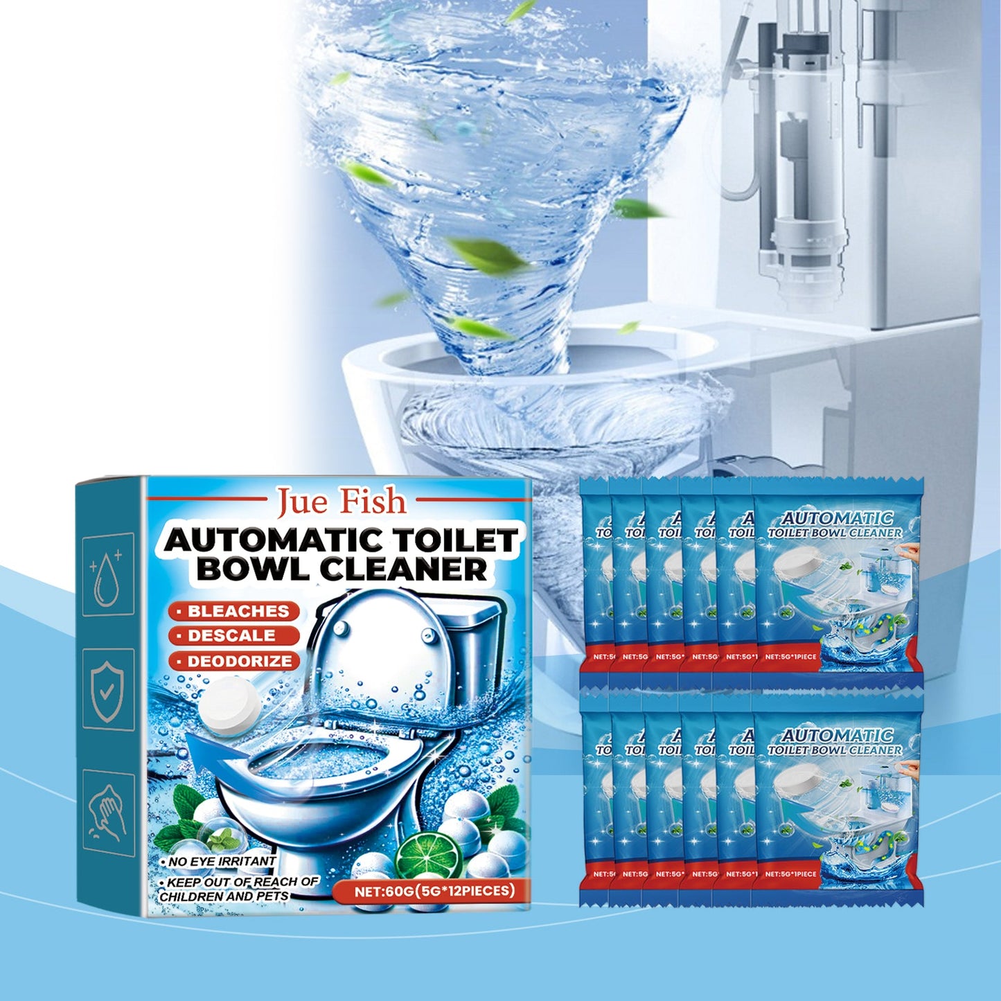 Jue-Fish Automatic Toilet Cleaning Tablets Toilet deodorizing and descaling automatic toilet odor-removing effervescent tablets