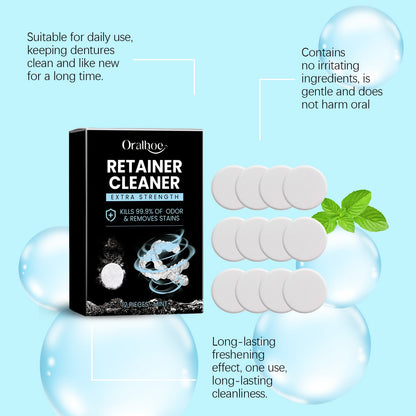 Oralhoe Denture Retainer Cleaning Tablets Cleans bad breath and leaves a pleasant scent, cleaning tablets for braces and dentures care