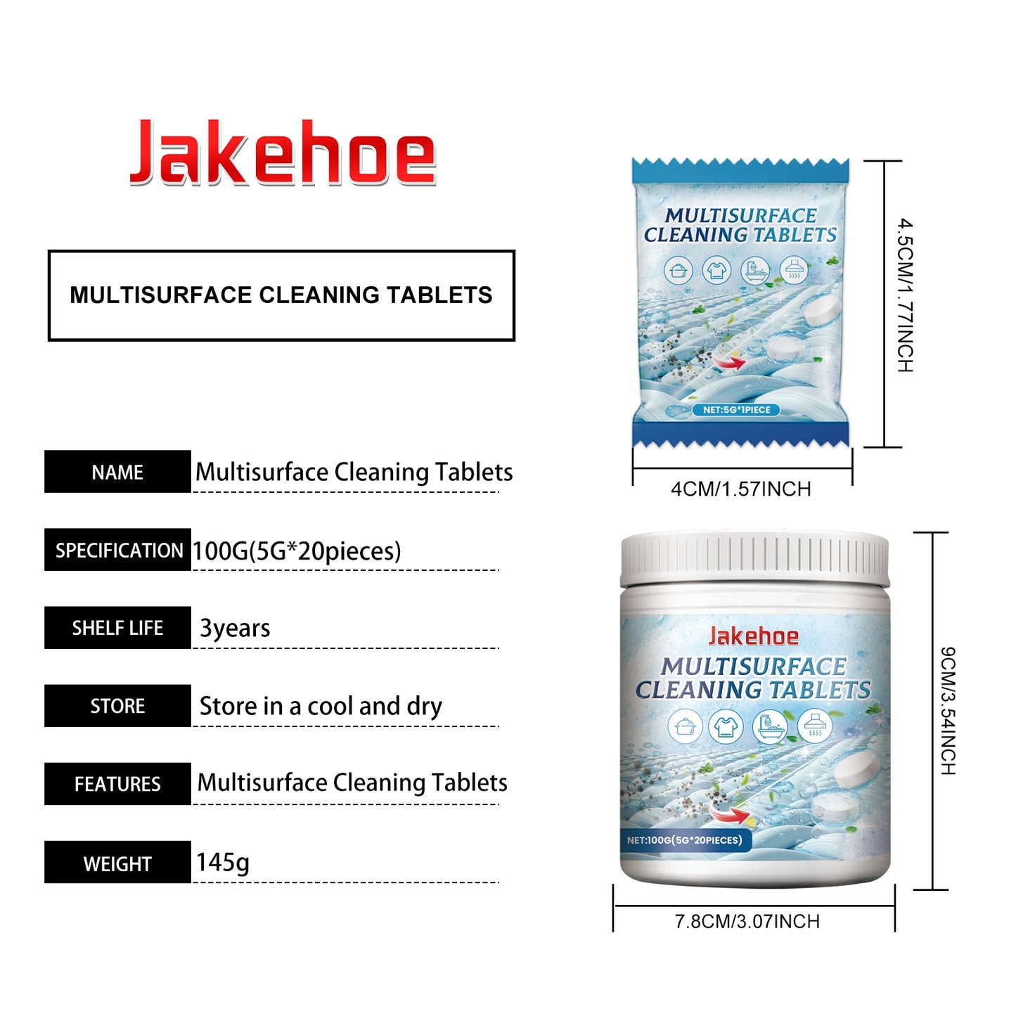 Jakehoe Multi-Surface Cleaning Effervescent Tablets Stove tiles, bathroom, kitchen mold and dirt cleaning