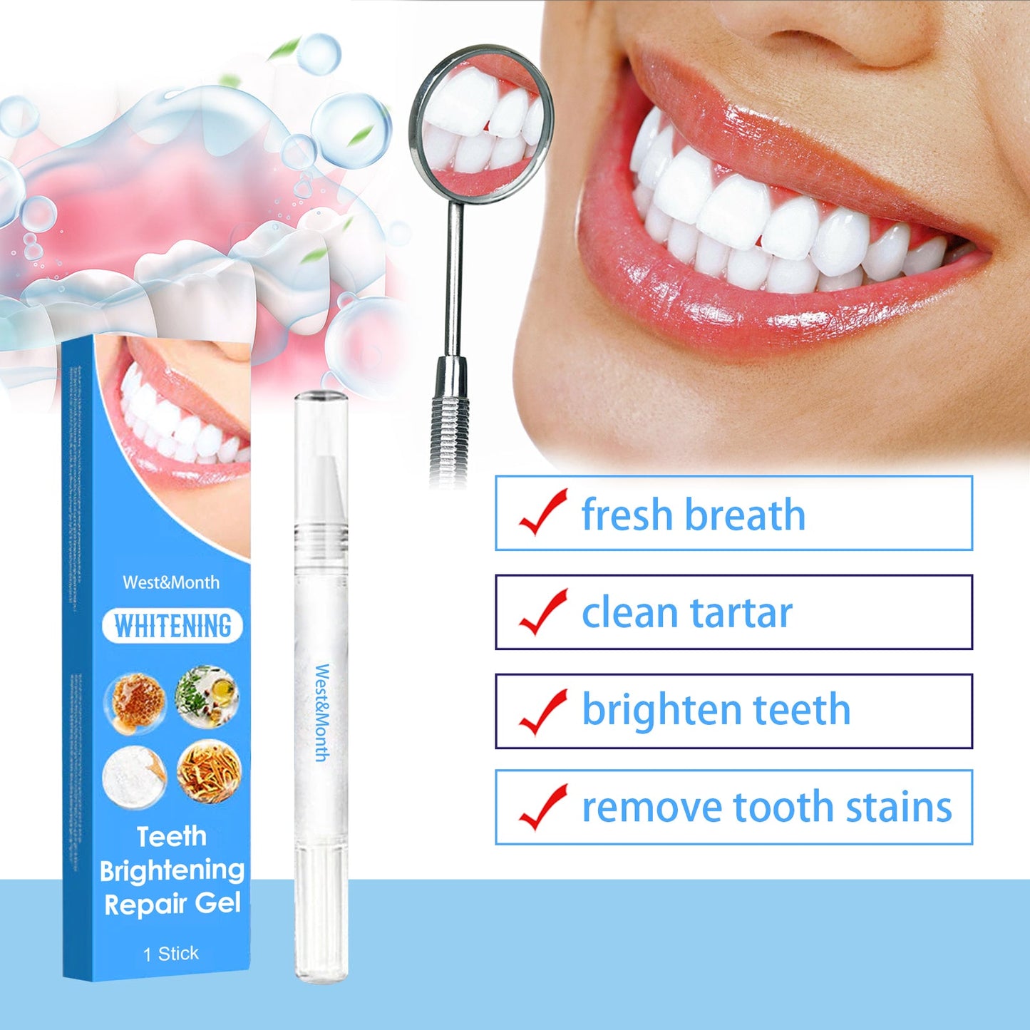 West&Month Teeth Whitening Repair Pen Oral Care Teeth Whitening Brightening Pen