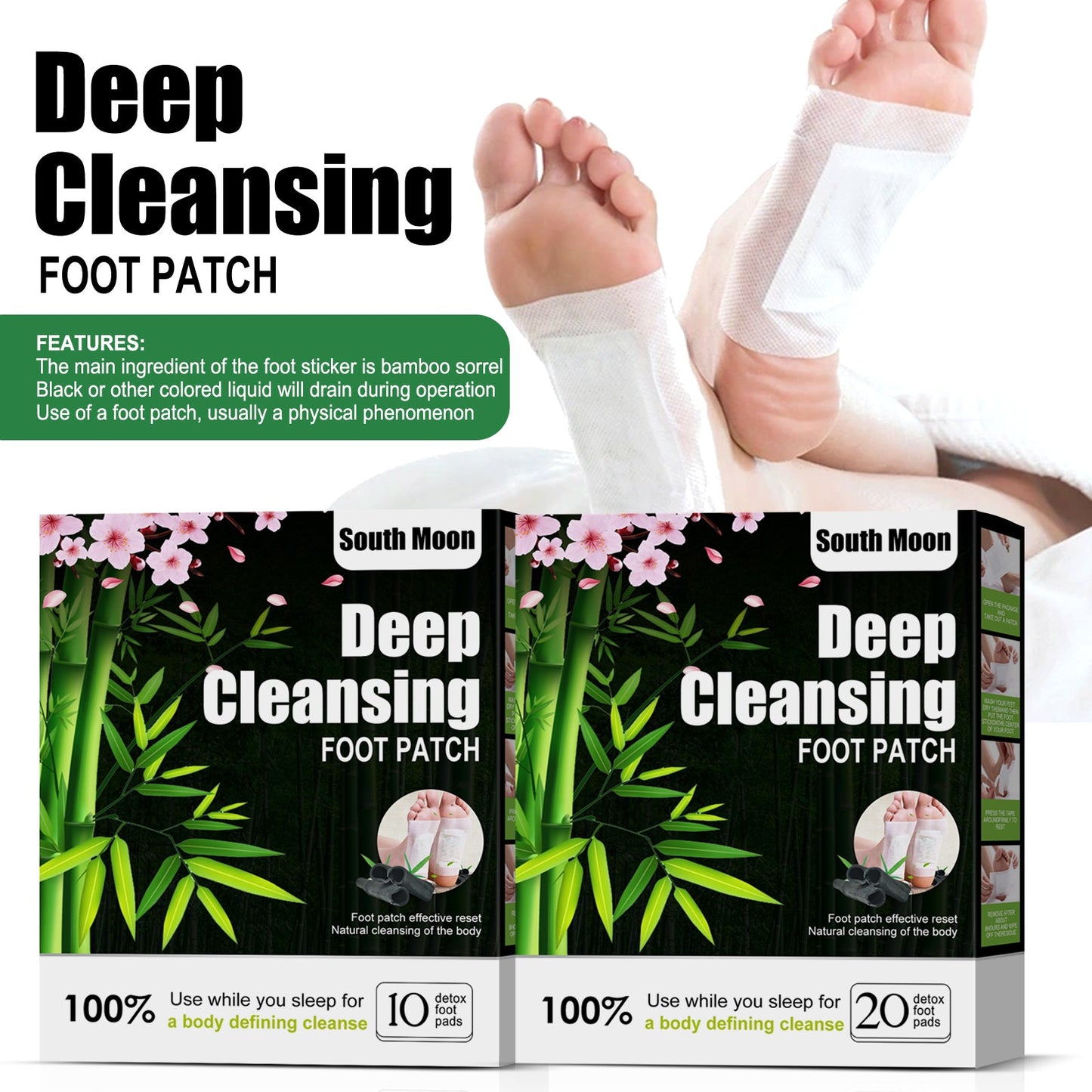 South Moon Natural herbal foot patches for dehumidification and foot massage Relieve physical stress, relax the body and mind, and aid sleep with foot patches