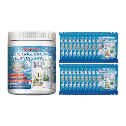 Jakehoe Refrigerator cleaning tablets Refrigerator and freezer deep cleaning, descaling, dirt removal, and odor-eliminating effervescent tablets
