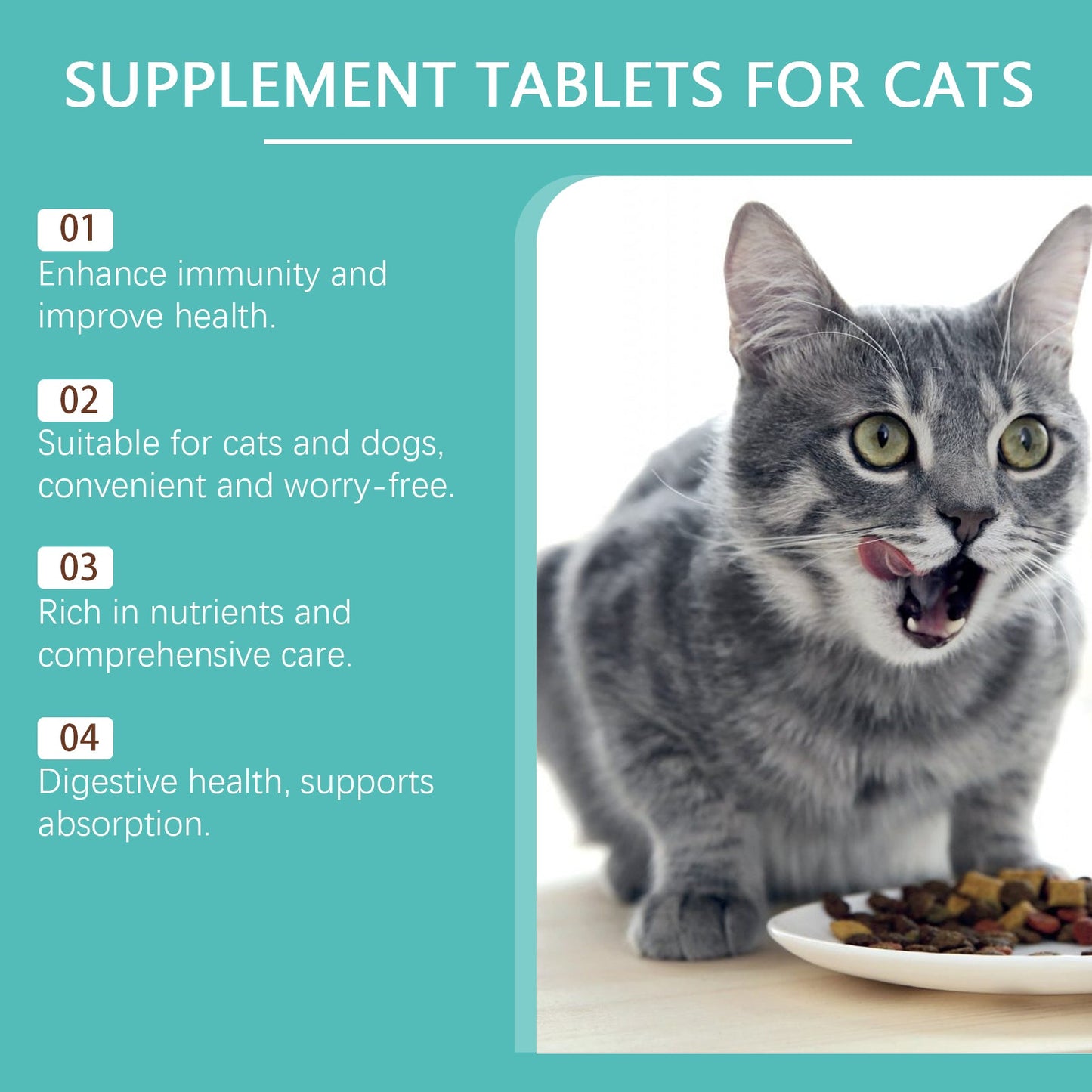 Yegbong Cat Probiotic Tablets Improve intestinal health, balance digestion and absorption, pet nutritional supplements