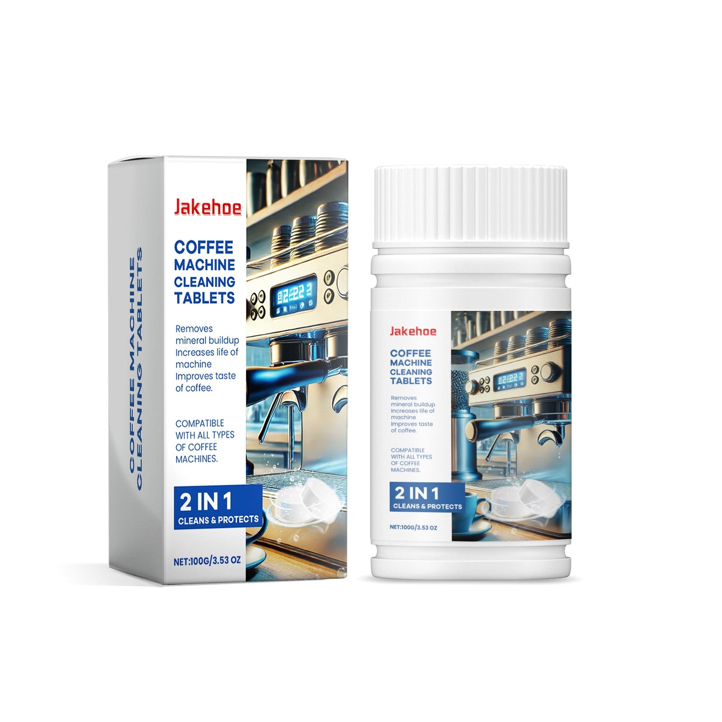 Jakehoe Coffee machine cleaning tablets Special cleaning tablets for coffee machines to remove stains, scale, and for maintenance and renovation