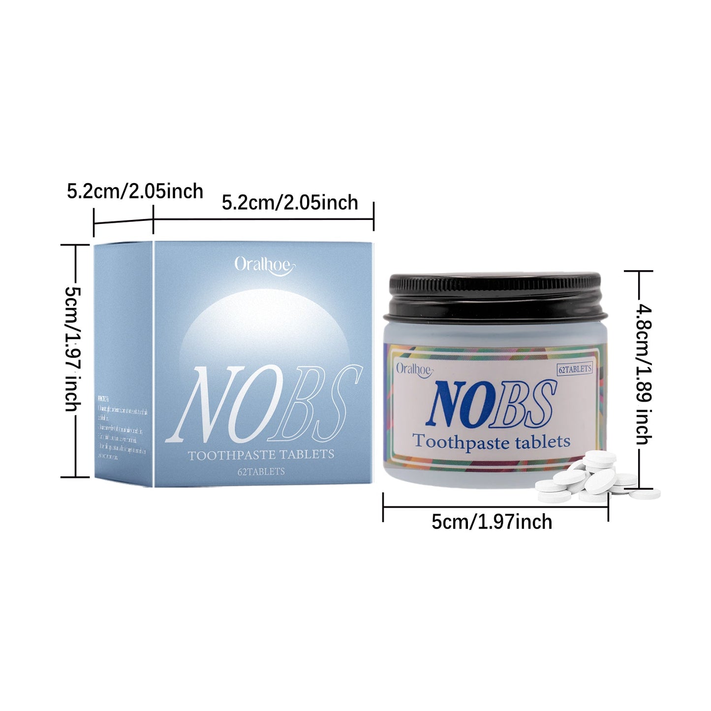Oralhoe Oral cleaning and care toothpaste tablets Fresh and protective enamel care toothpaste tablets with gentle ingredients