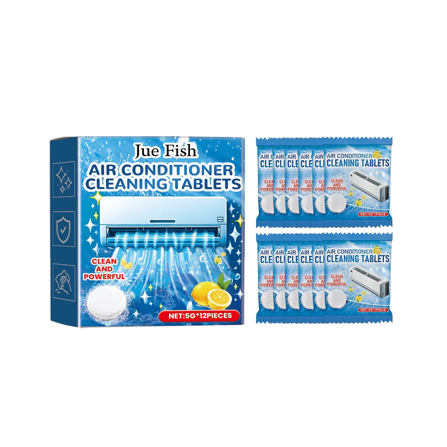 Jue-Fish Air conditioner cleaning effervescent tablets Air conditioner cleaning products, air conditioner care to keep the air fresh and hygienic