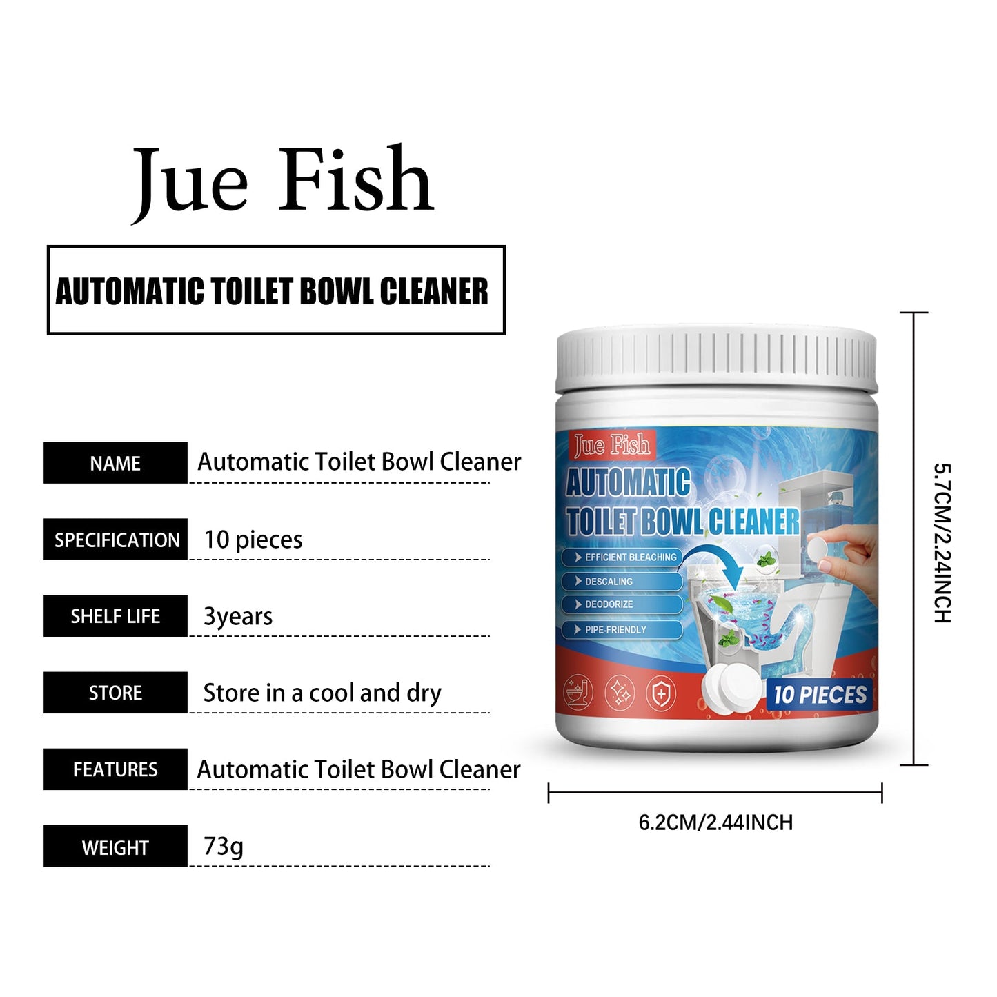 Jue Fish Toilet cleaner tablets Bathroom Toilet Cleaning Tablets for Removing Stubborn Stains and Odors