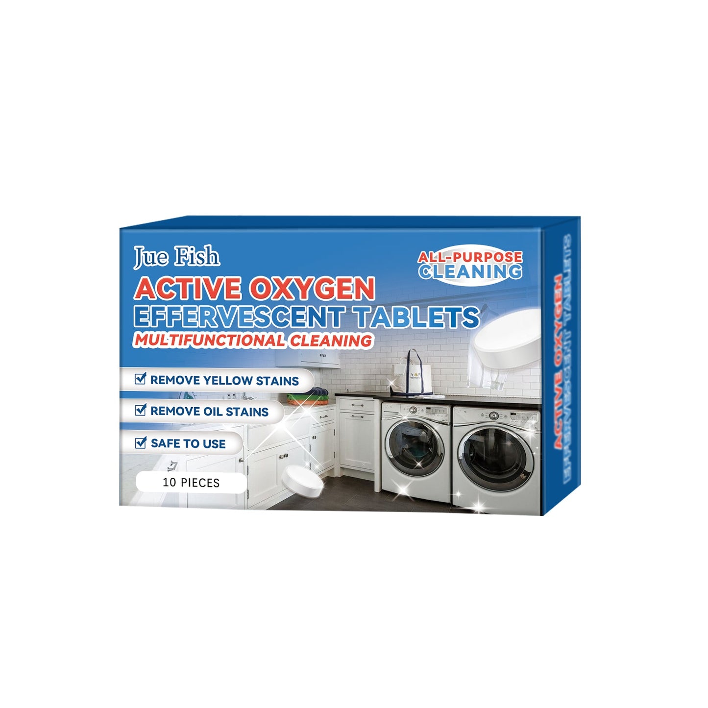 Jue-Fish Multifunctional Active Oxygen Cleaning Tablets Multifunctional cleaning tablets for cleaning heavy grease and oil stains in the kitchen