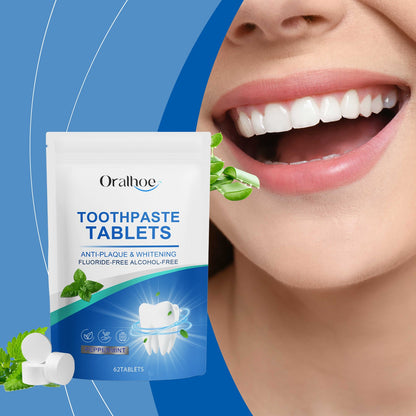Oralhoe Mint Fresh Toothpaste Tablets Cleans dental stains, yellow teeth, and bad breath, and brightens the tooth surface with care tablets