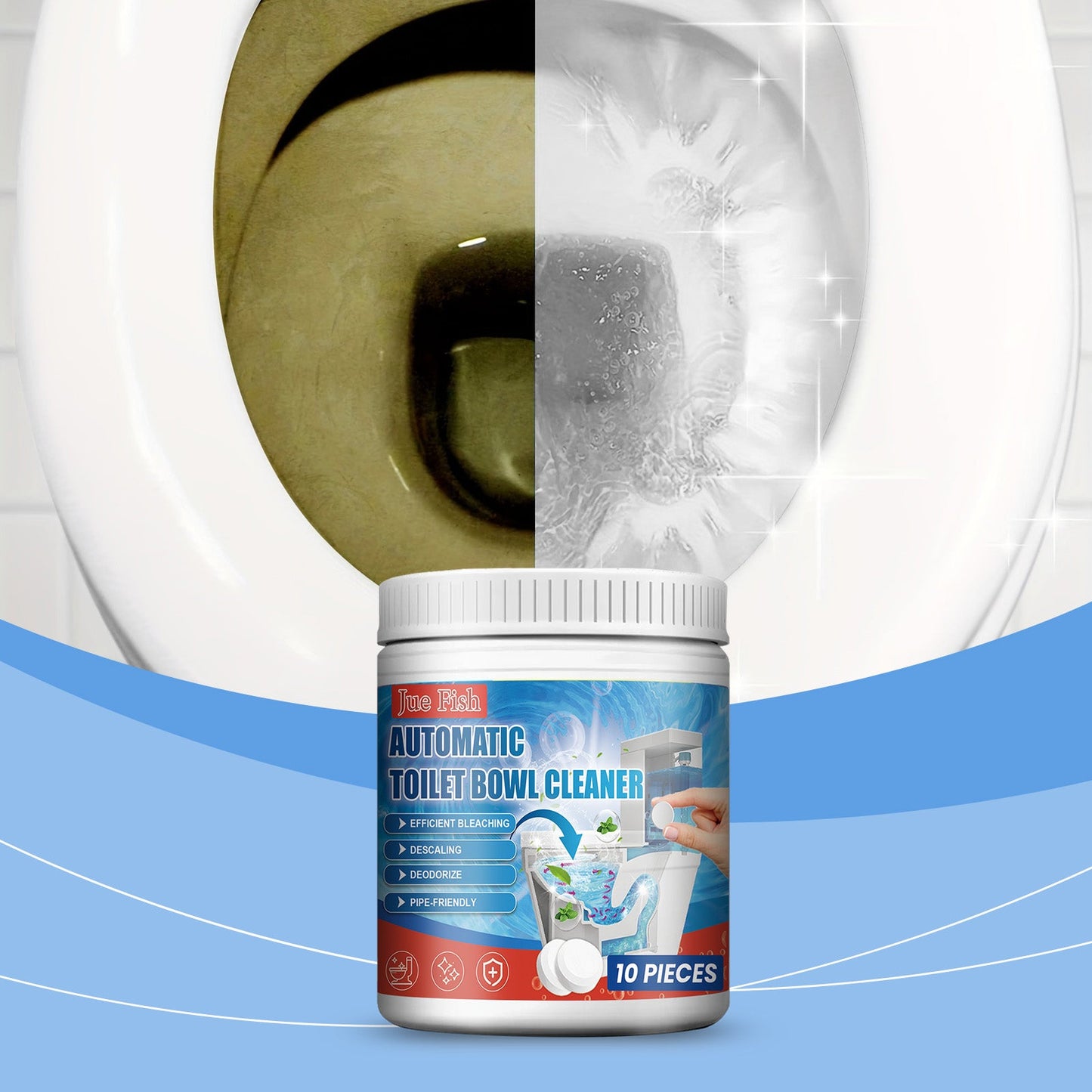 Jue Fish Toilet cleaner tablets Bathroom Toilet Cleaning Tablets for Removing Stubborn Stains and Odors